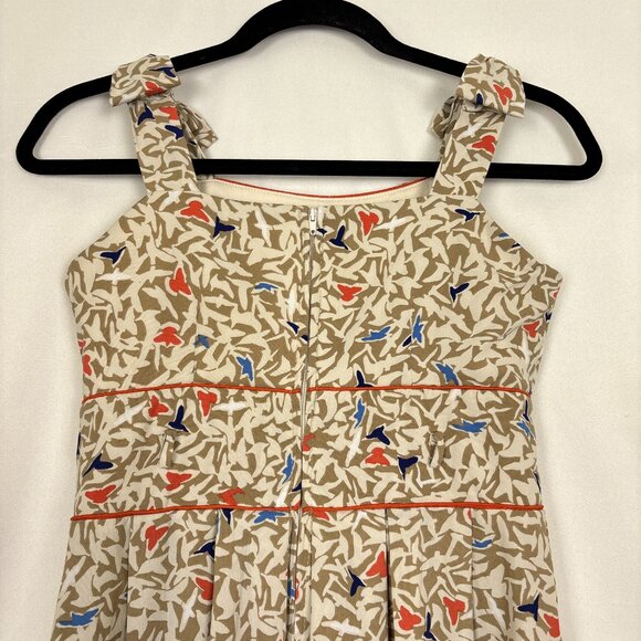 Teeze Me Fit & Flare Sleeveless Dress Juniors Size 7 Beige Whimsical Bird Print - Picture 9 of 16
